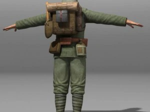 二战日本士兵和 100 型 3D 模型