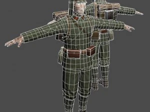 二战日本士兵和 100 型 3D 模型