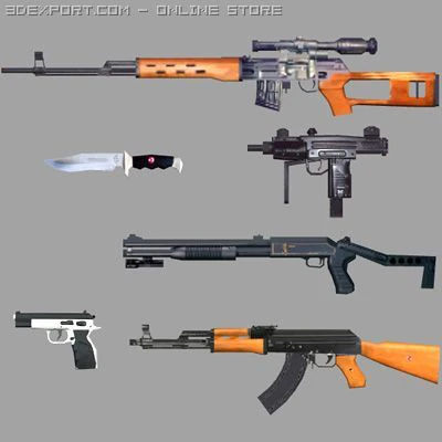 Pacote de armas Modelo 3D .c4d .max .obj .3ds .fbx .stl .blend 
