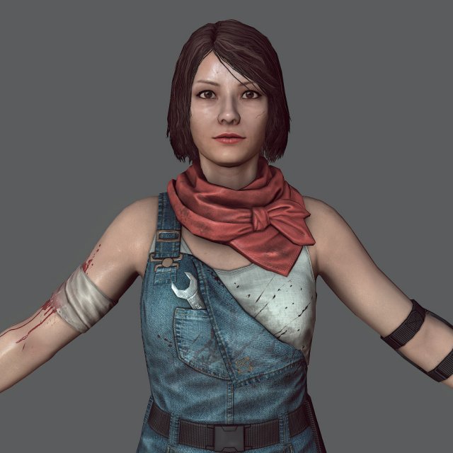 Mechanic girl zombie killer Modelo 3D .c4d .max .obj .3ds .fbx .stl .blend 