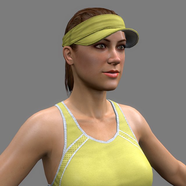 Tennis player girl 3D Model .c4d .max .obj .3ds .fbx .stl .blend