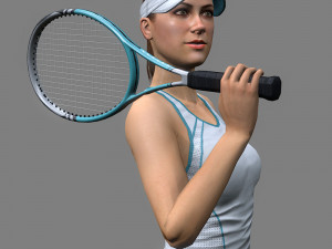 Tennis player girl rigged 3D Model