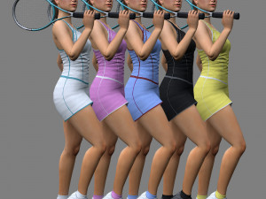 Tennis player girl rigged 3D Model