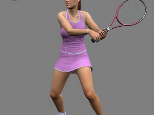 Tennis player girl rigged 3D Model