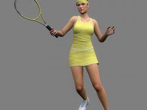Tennis player girl rigged 3D Model
