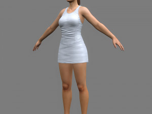 Tennis player girl rigged 3D Model