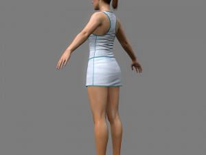 Tennis player girl rigged 3D Model
