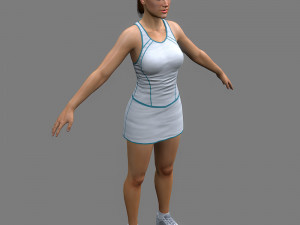 Tennis player girl rigged 3D Model