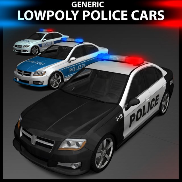 Generic police car 3D मॉडल .c4d .max .obj .3ds .fbx .stl .blend 