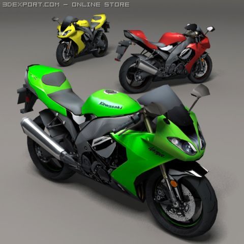 Kawasaki ninja 3D Model .c4d .max .obj .3ds .fbx .stl .blend 