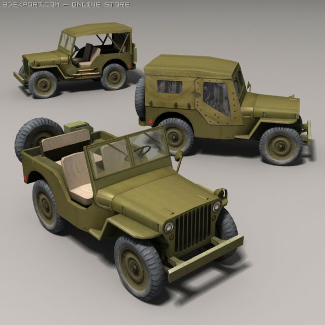 Willys jeep 3D 모델 .c4d .max .obj .3ds .fbx .stl .blend 