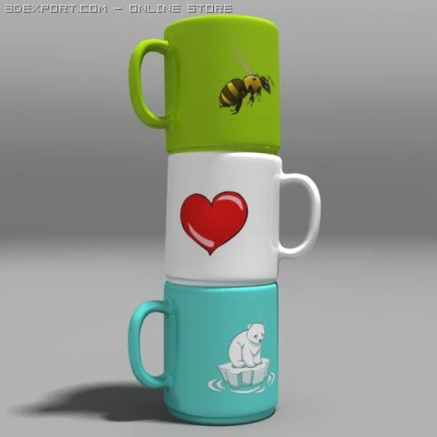 cups 3D Model .c4d .max .obj .3ds .fbx .stl .blend 