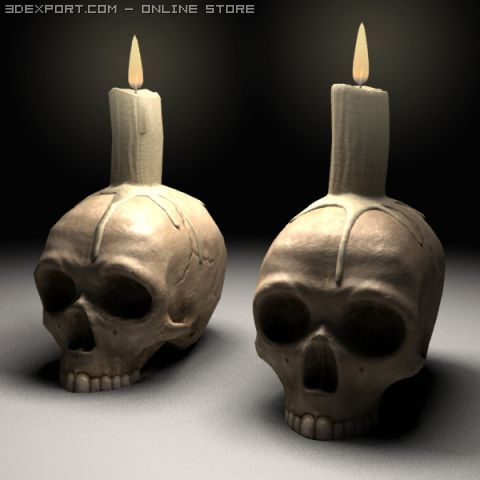 Skull candle 3D Model .c4d .max .obj .3ds .fbx .stl .blend 