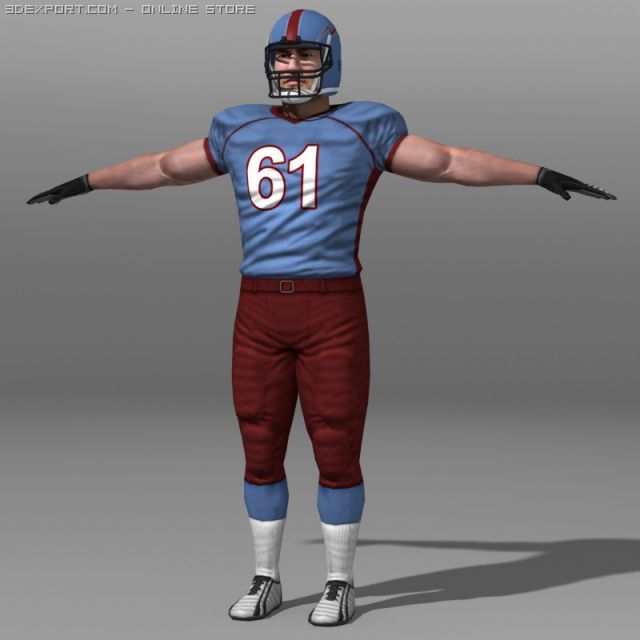 Football player 3D Model .c4d .max .obj .3ds .fbx .stl .blend
