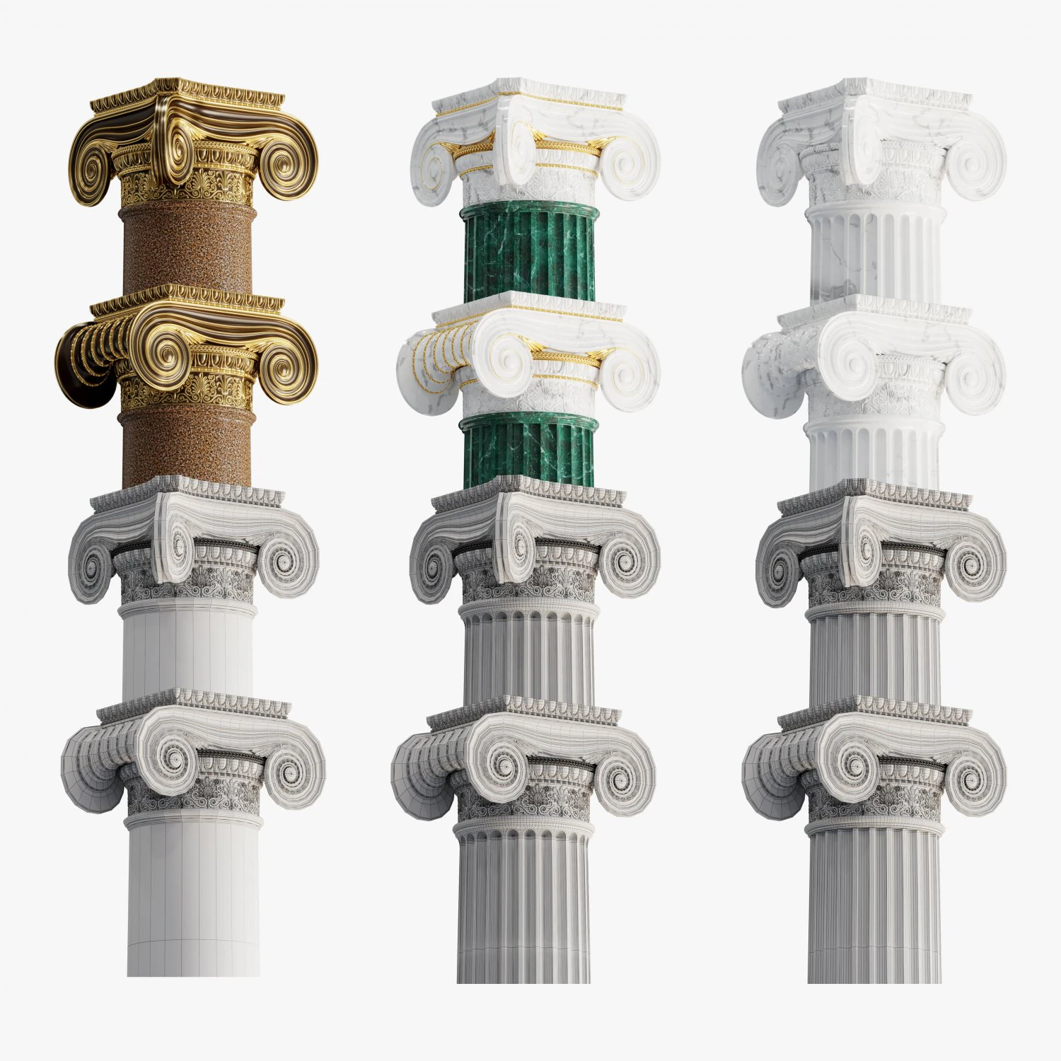 Round ionic column 3D Model .c4d .max .obj .3ds .fbx .stl .blend 