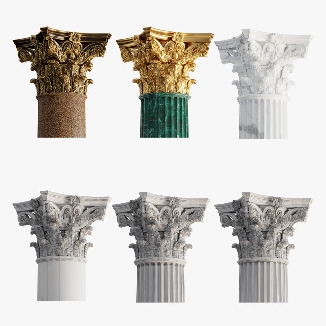 Round corinth column 3D Модель .c4d .max .obj .3ds .fbx .stl .blend 