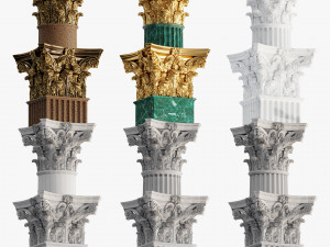 Round and rectangular corinth columns 3D 모델