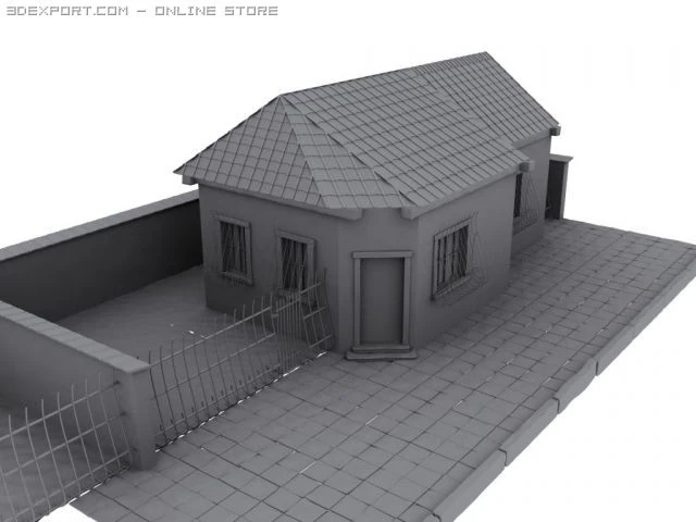 grey old house 3D Model .c4d .max .obj .3ds .fbx .stl .blend 