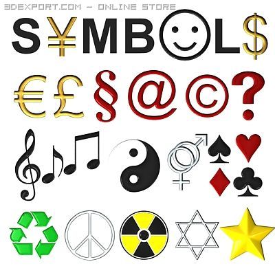 symbols collection 3D Model .c4d .max .obj .3ds .fbx .stl .blend 