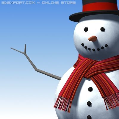 snowman 3D Model .c4d .max .obj .3ds .fbx .stl .blend 