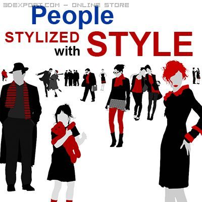 people stylized with style 3D Модель .c4d .max .obj .3ds .fbx .stl .blend 
