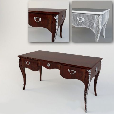 old writing table 3D Model .c4d .max .obj .3ds .fbx .stl .blend 