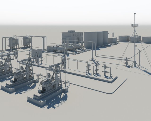 oil factory shell Modèle 3D .c4d .max .obj .3ds .fbx .stl .blend 