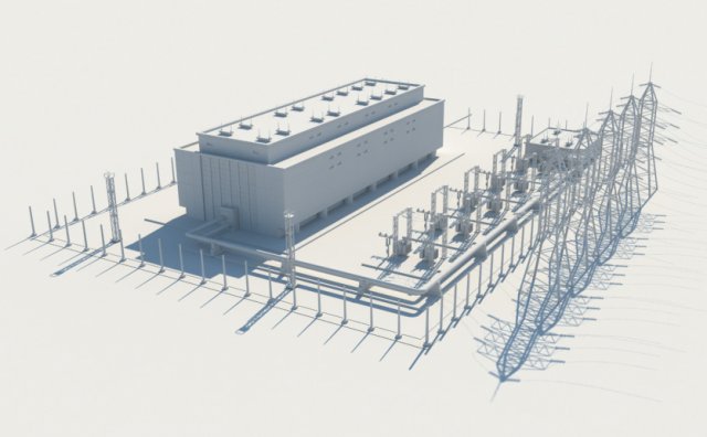 substation 110 watts power Modèle 3D .c4d .max .obj .3ds .fbx .stl .blend 