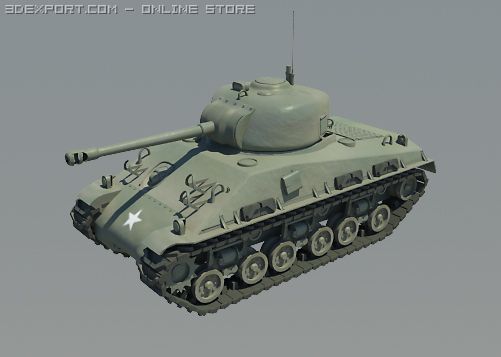 sherman m4 3D Модель .c4d .max .obj .3ds .fbx .stl .blend 
