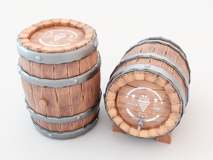 Barrel - game style low poly model Model 3D