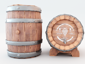 Barrel - game style low poly model Modelo 3D