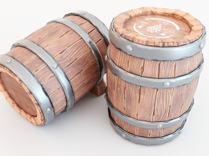 Barrel - game style low poly model Modelo 3D