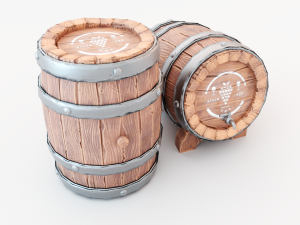 Barrel - game style low poly model Modelo 3D