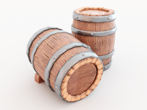 Barrel - game style low poly model Modelo 3D