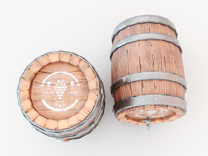 Barrel - game style low poly model Modelo 3D