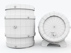 Barrel - game style low poly model 3D Model