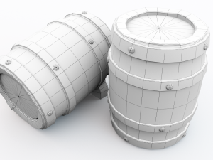 Barrel - game style low poly model Modelo 3D