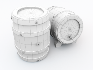 Barrel - game style low poly model Modelo 3D