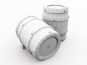 Barrel - game style low poly model Modelo 3D