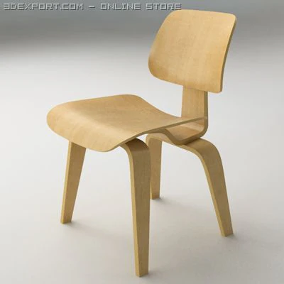 eames dining chair wood legs 3D Model .c4d .max .obj .3ds .fbx .stl .blend 