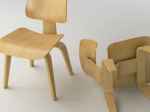 eames dining chair wood legs Modello 3D
