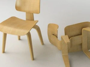 eames dining chair wood legs 3D Model