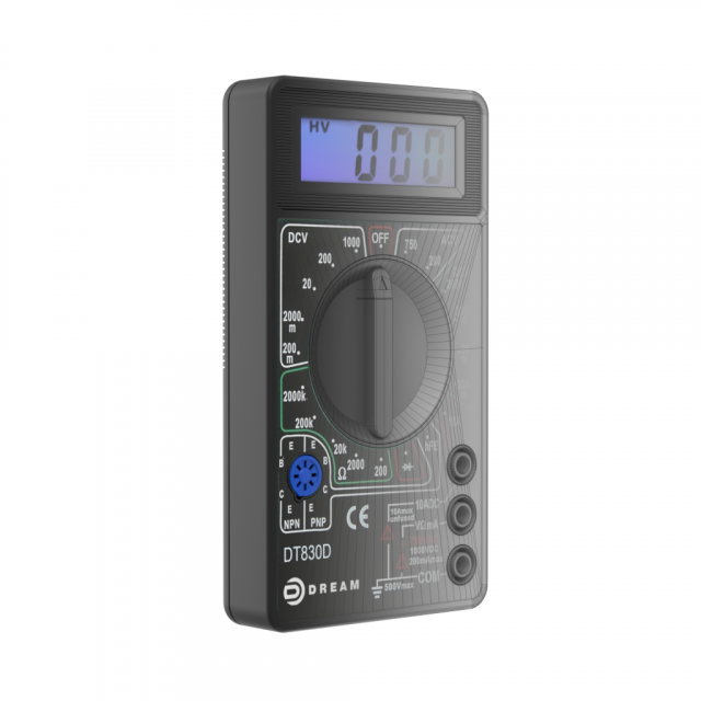 dt830d lcd digital multimeter electric voltmeter ammeter Model 3D .c4d .max .obj .3ds .fbx .stl .blend 