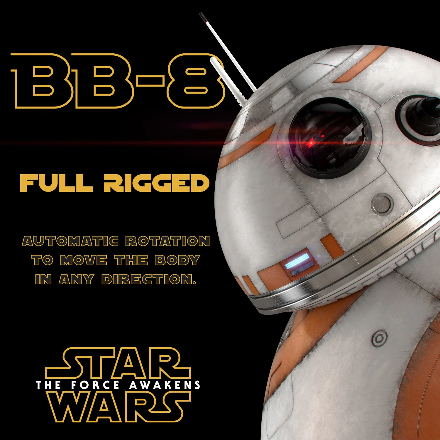 bb-8 star wars droid full rigged 3D Model .c4d .max .obj .3ds .fbx .stl .blend
