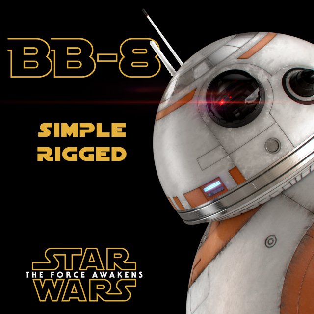 bb-8 star wars droid simple rigged Model 3D .c4d .max .obj .3ds .fbx .stl .blend 
