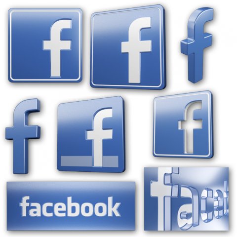 facebook icons and logos Modello 3D .c4d .max .obj .3ds .fbx .stl .blend 