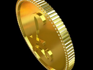 libra golden coin Model 3D