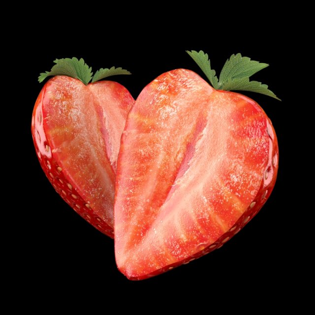strawberry slice 3D Model .c4d .max .obj .3ds .fbx .stl .blend 