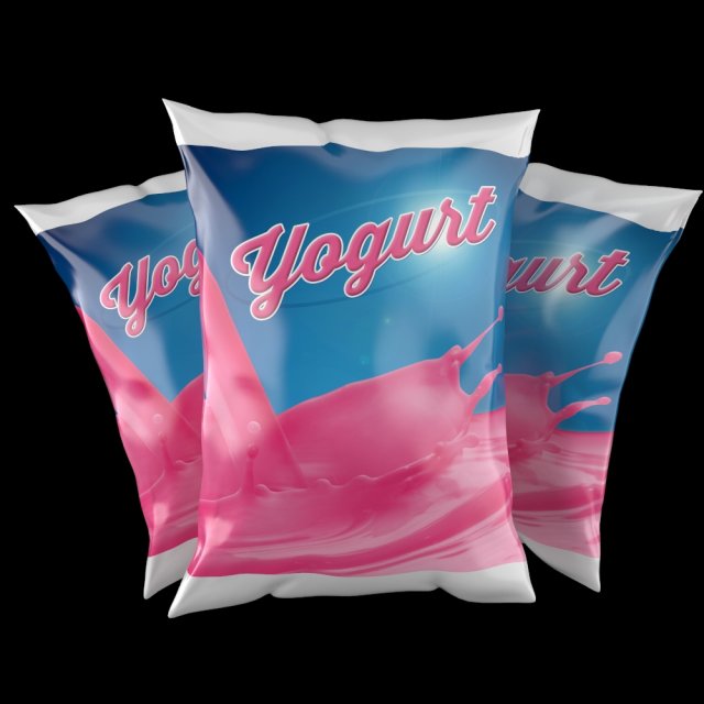 sachet of yogurt Model 3D .c4d .max .obj .3ds .fbx .stl .blend 