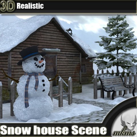 snow house scene 3D Model .c4d .max .obj .3ds .fbx .stl .blend 